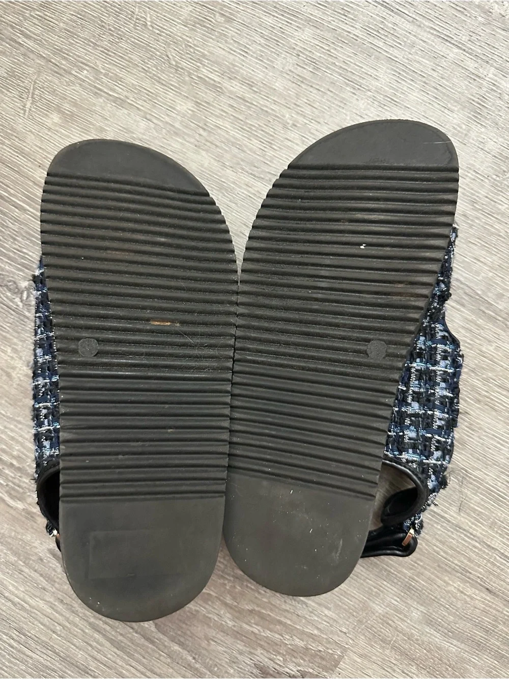 AQUA Black Tweed Strap Sandals